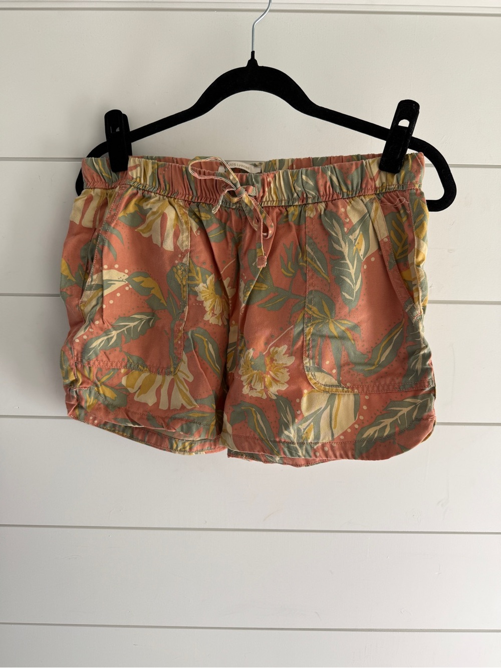 Cynthia Rowley Coral Tropical Print Drawstring Shorts